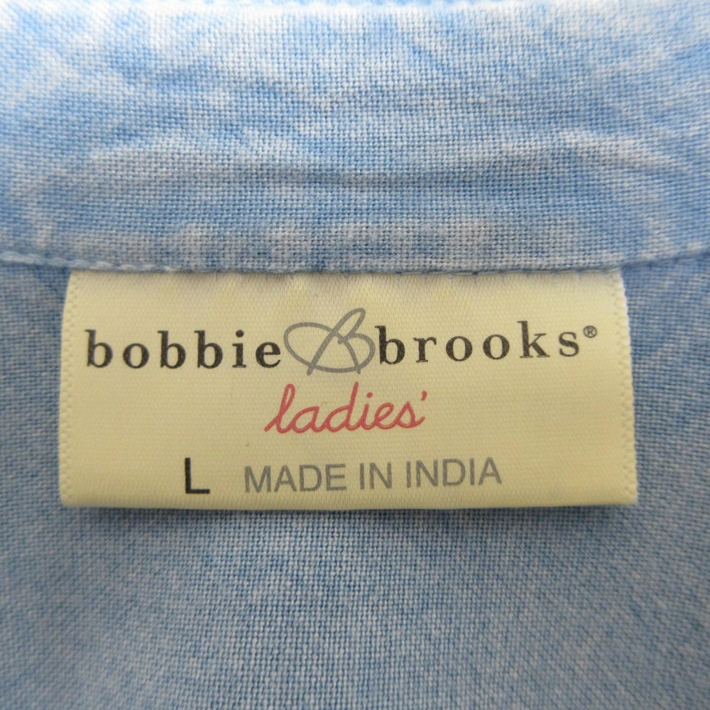 Bobbie Brooks Chambray Shirt Dress Ladies L Blue Tencel Look Tie Waist Relaxed - Picture 8 of 12